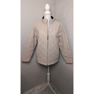 Woolrich Wool Quilted Jacket Large Vanilla Heather Full Zip